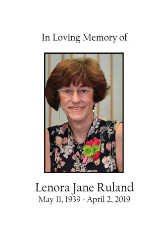 Lenora "Norie"  Ruland Memorial Folder