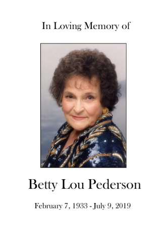 Betty  Pederson Memorial Folder
