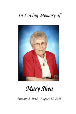 Mary Shea Memorial Folder