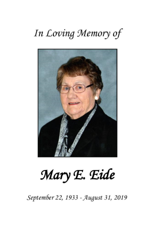 Mary Eide Memorial Folder