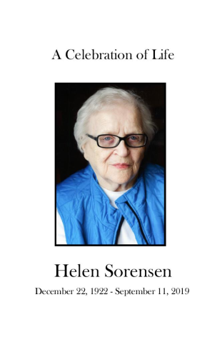 Helen Sorensen Memorial Folder