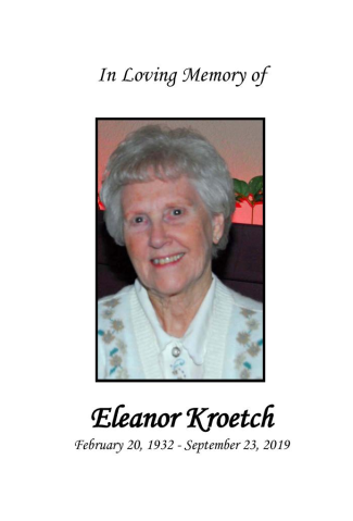 Eleanor Kroetch Memorial Folder